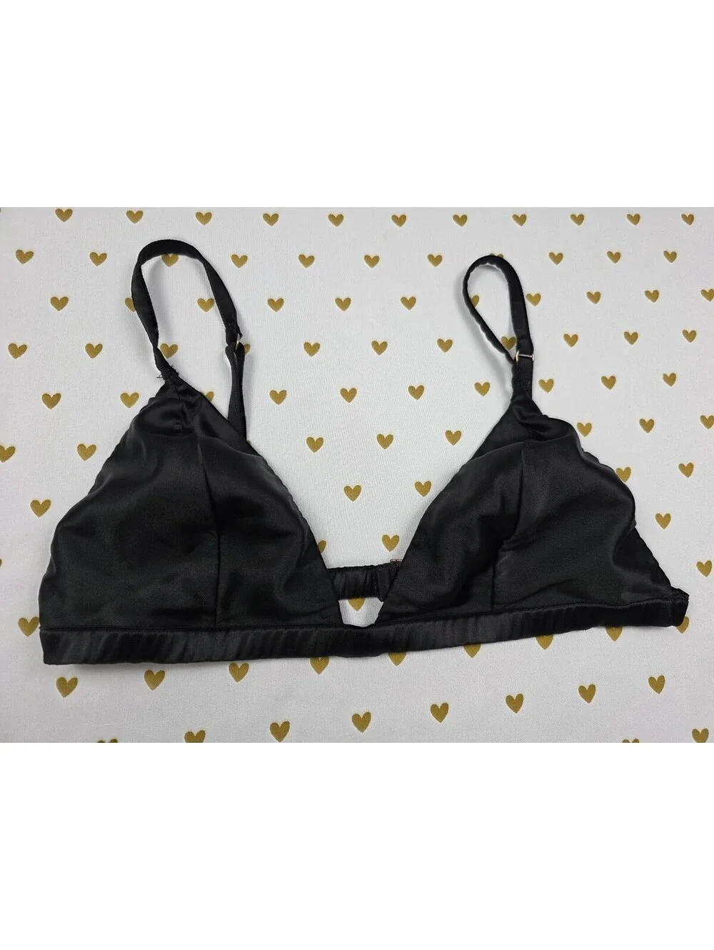Victorias Secret Black Satin Sexy Large Black Bralette Bra Top Tank
